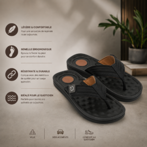 Tong Homme Cartago Alabama – Confort Durable Noir