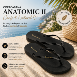 Tong Femme Copacabana Anatomic II – Confort Naturel Noir