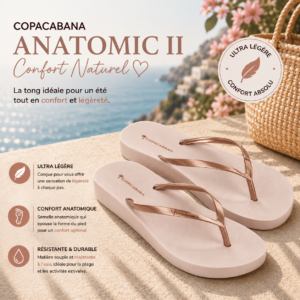 Tong Femme Copacabana Anatomic II – Confort Naturel Rose Pastel