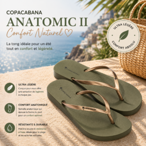 Tong Femme Copacabana Anatomic II – Confort Naturel Verte