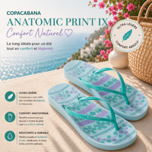 Tong Femme Copacabana Anatomic Print IX – Design Tendance Vert Eau